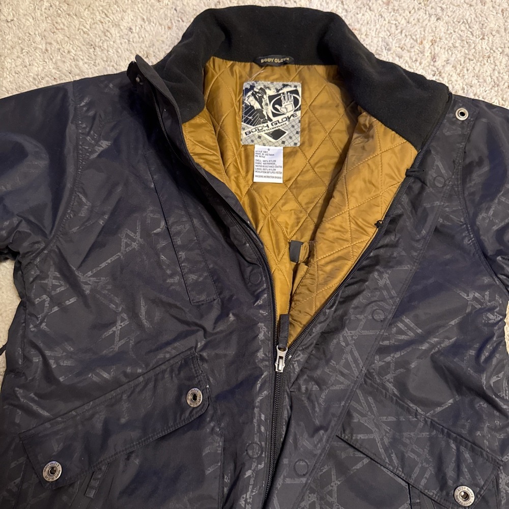 Body Glove Snow‎ Technology Jacket Black With Quilted Brown Lining Waterproof S